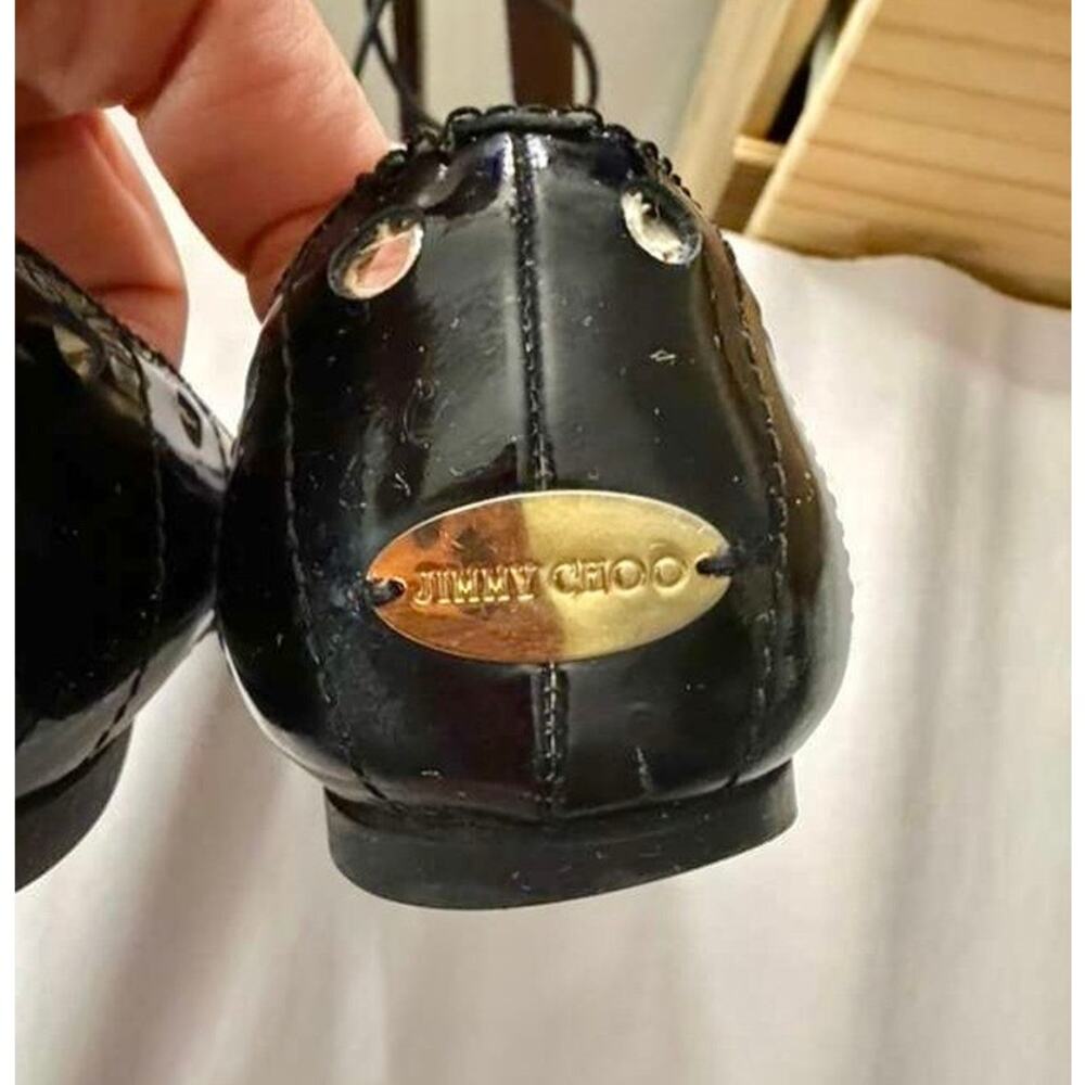 Jimmy Choo Patent Leather Flats with Cutout Details sz. 6.5 - Picture 3 of 8